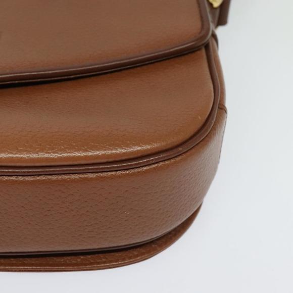 Burberrys Shoulder Bag Leather Brown Gold Auth ep9710